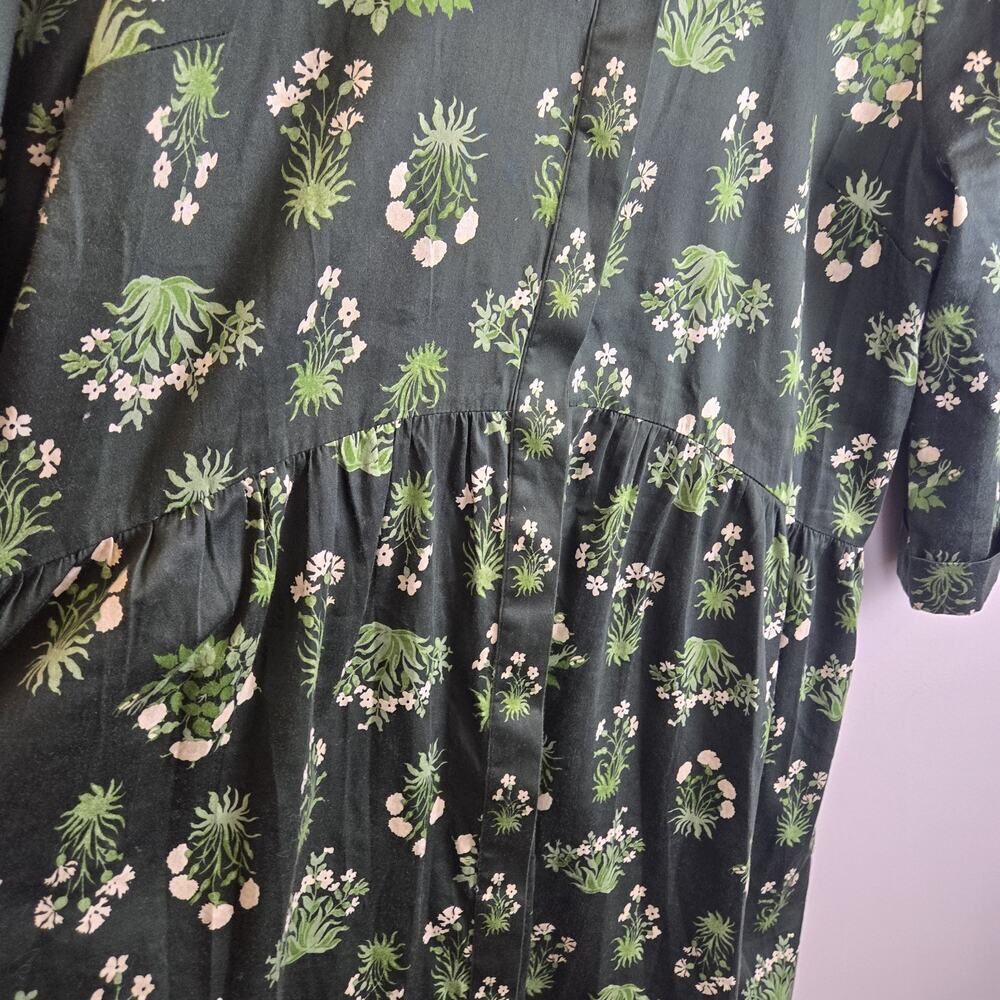 Tuckernuck Viridian Stamped Bouquets Royal Shirt Dress Green Floral PREPPY XL - Picture 3 of 11